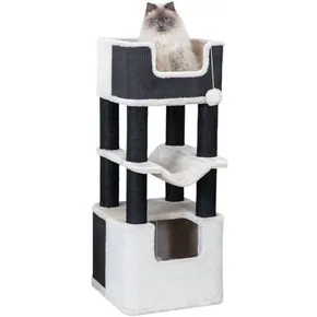 RAMIRO Kratzbaum XXL, 3 Ebenen, 3 Betten, 46 x 46 x 110 cm, hellgrau